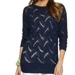 Lilly Pulitzer Navy Larissa Crochet Knit Sweater Size XS/S